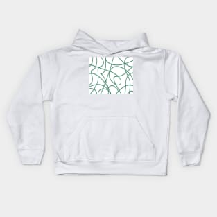 Contemporary Line Art: Green on White Kids Hoodie